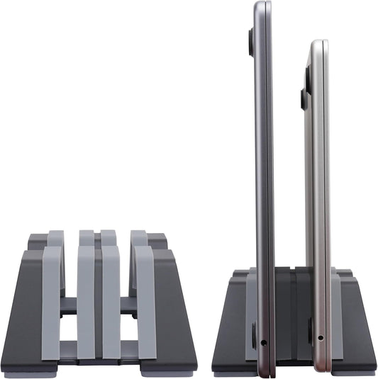Adjustable Dual Vertical Laptop Stand - Supports 2 Devices Holder, Fit for All Laptops(10-30mm Thickness) - Fashion Design, Adjustable Width, Anti-Slip & Scratch-Resistant, Patented Design
