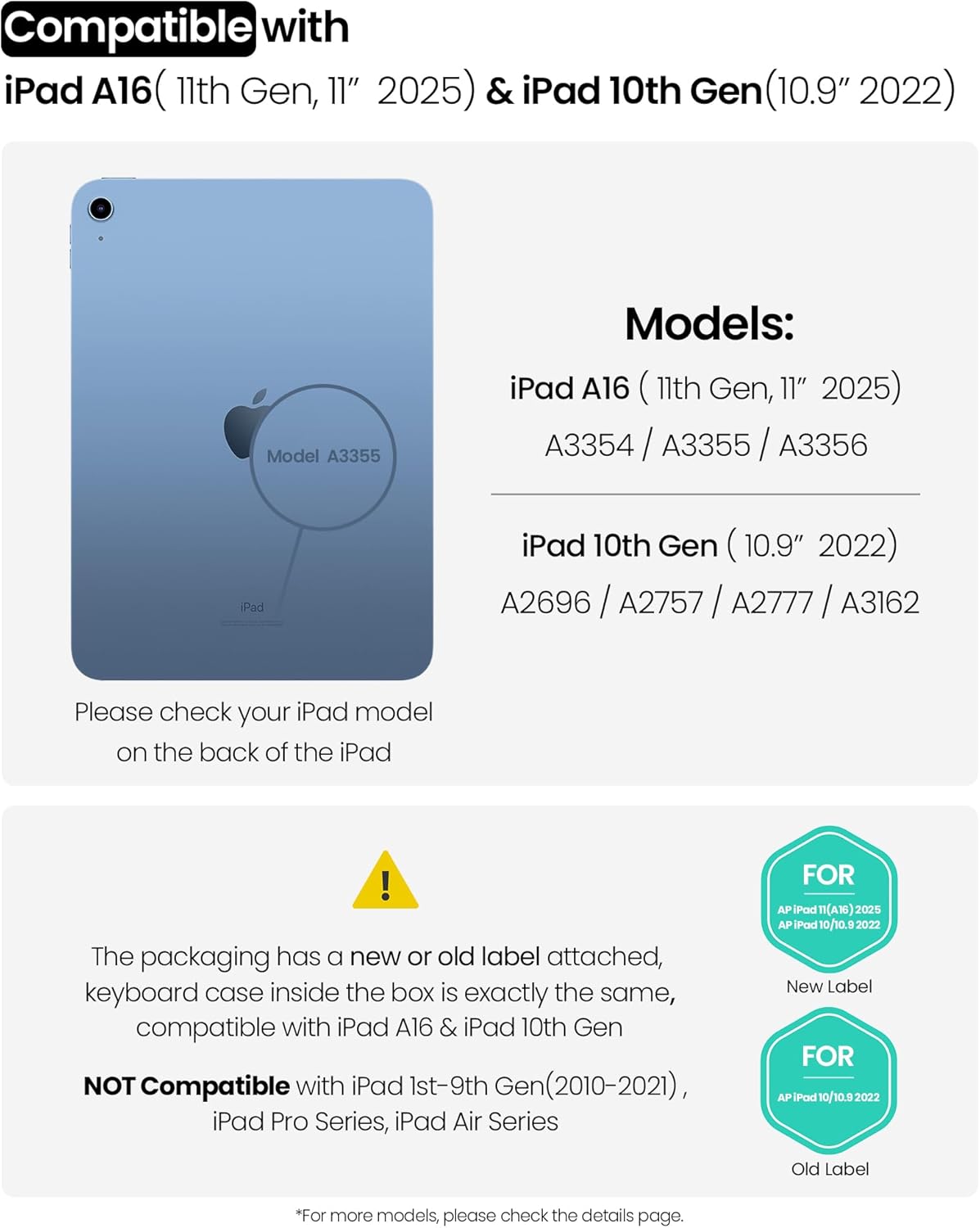 Nillkin iPad A16 (11th Gen) / 10th Gen Case with Detachable Keyboard, Magic Trackpad, Portrait/Landscape, Rugged Keyboard Case with Camera Cover for iPad 11th / 10th Generation (2025/2022), Black