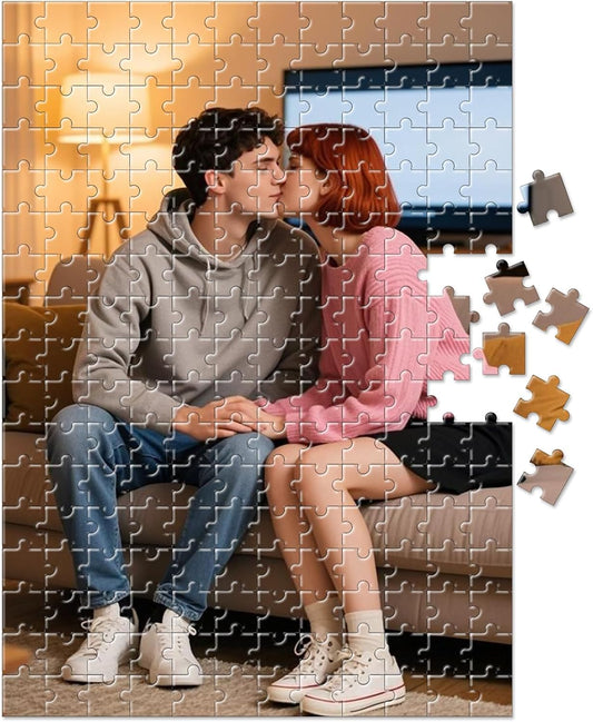 Custom Photo Puzzle – Personalized Jigsaw Puzzle 200/300/500/1000/1500 Pieces – Glossy Finish – Custom Puzzle Gift for Adults,Family,Wedding,Couples,Anniversary(200-vertical)