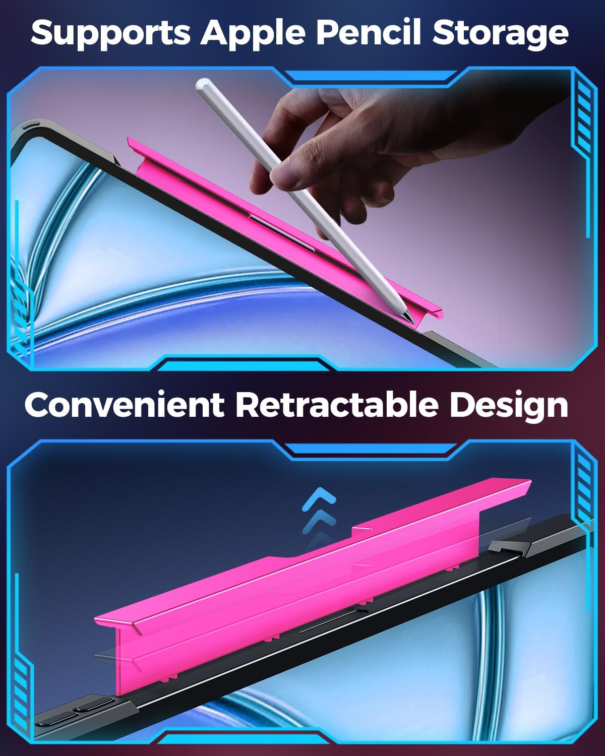 SIEBITU Clear Wireless Keyboard Case for iPad Air 11-inch (M3 2025/M2 2024) & iPad Pro 11-inch 4th 3rd 2nd 1st Gen, 7-Color Backlit with Multi-Touch Trackpad for 10.9" iPad Air 4th/5th Gen, Pink