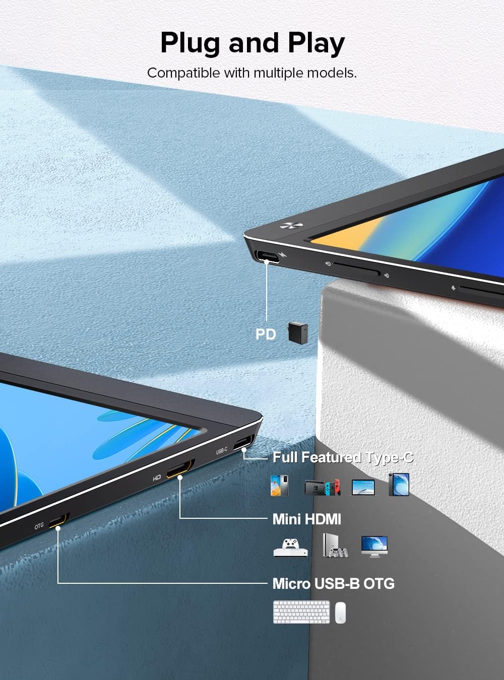 UPERFECT Portable Monitor Battery Touchscreen 120HZ | 15.6” 1ms Gaming Monitor | Built-in 10800mAh Battery Powered |FHD FreeSync| Type-C & HDMI | Travel Screen for Laptop, Computer, Game Consoles