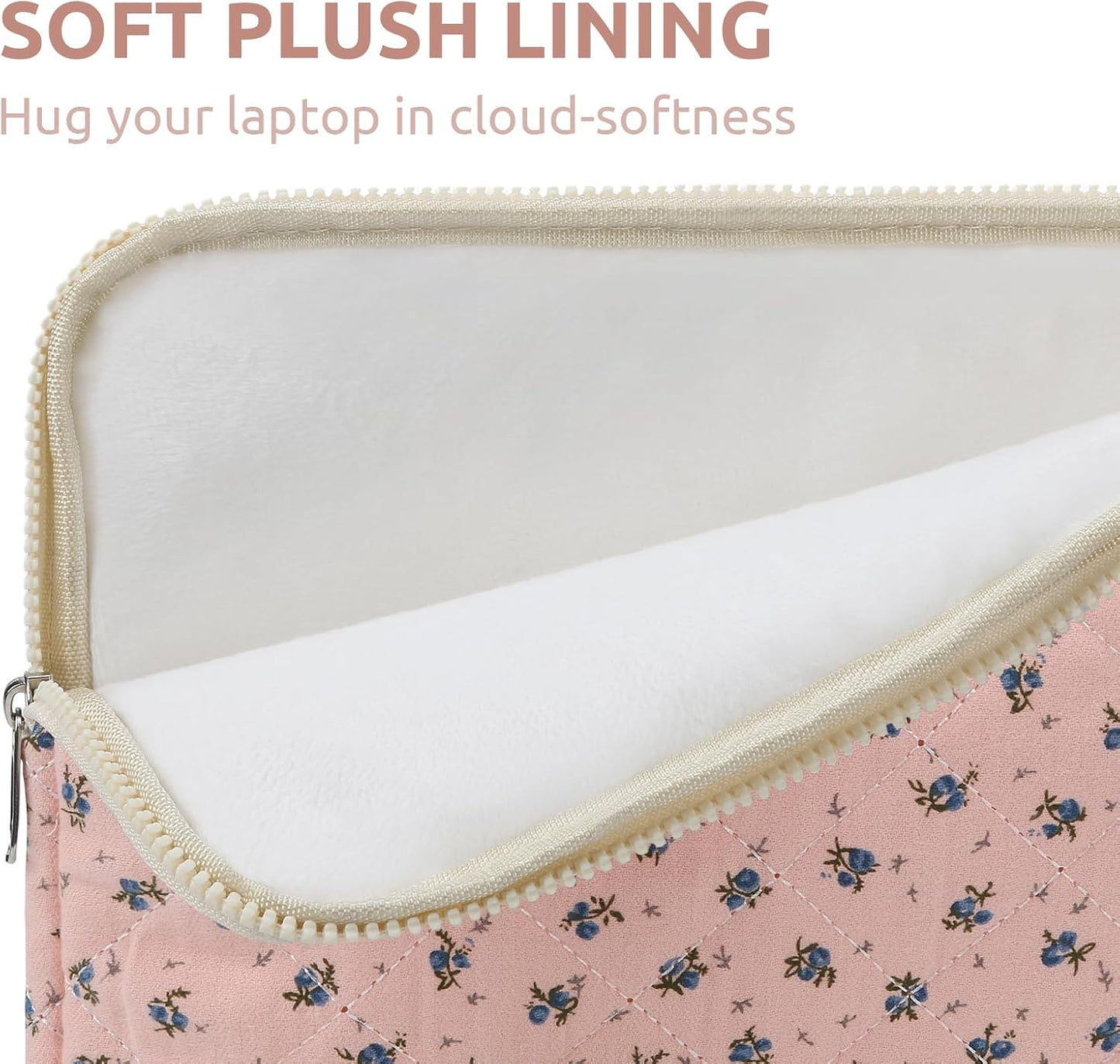 Puffy Laptop Sleeve 13-15.6 Inch Cute Quilted Laptop Protective Case Padded Floral Computer Sleeve for MacBook (A-Dark Pink, 13 Inch)