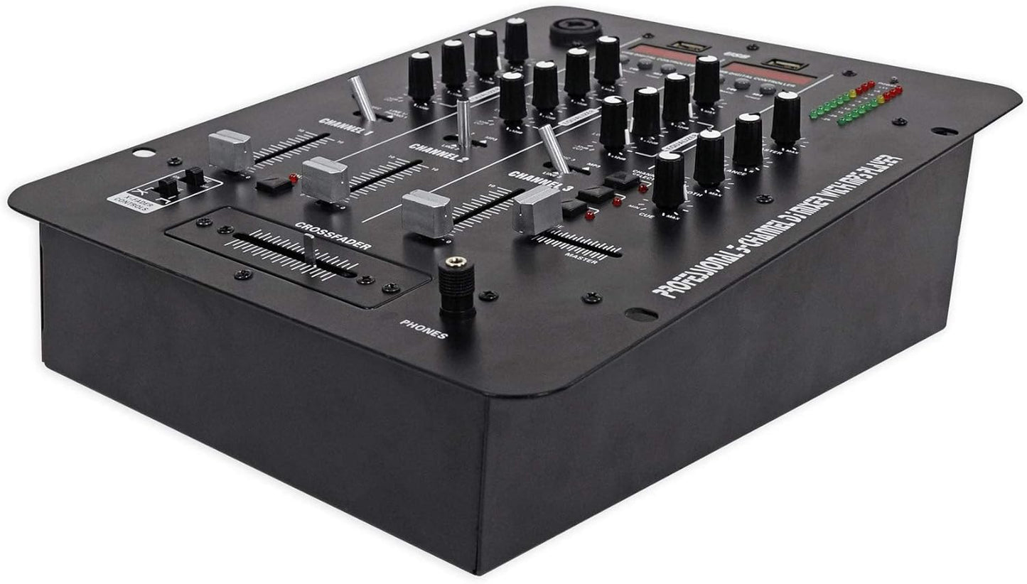 Rockville RDJ2 2-Channel DJ Mixer USB Playback, Cue Monitor, Talkover, 4 Line Inputs, Compact, Portable, for Beginner DJs and Small Events