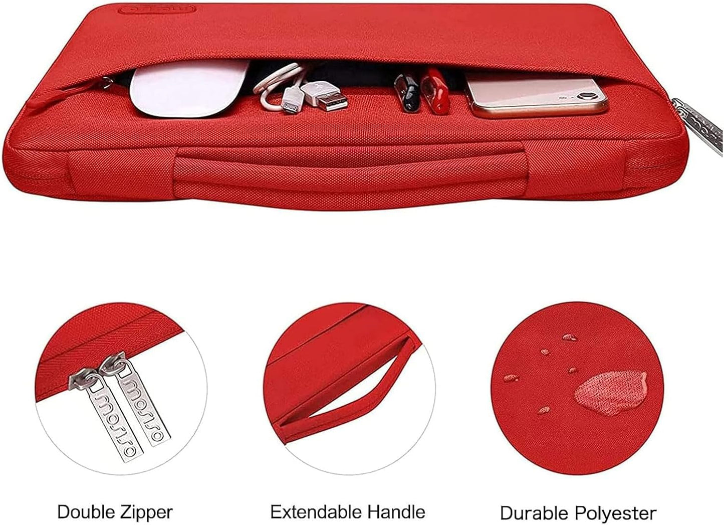 MOSISO Compatible with MacBook Air 13 inch Case 2025 2024 2023 2022 M4 A3240 M3 A3113 M2 A2681, Hard Shell&Sleeve Bag&Keyboard Skin&Webcam Cover&Screen Film for MacBook Air 13.6 inch, Red