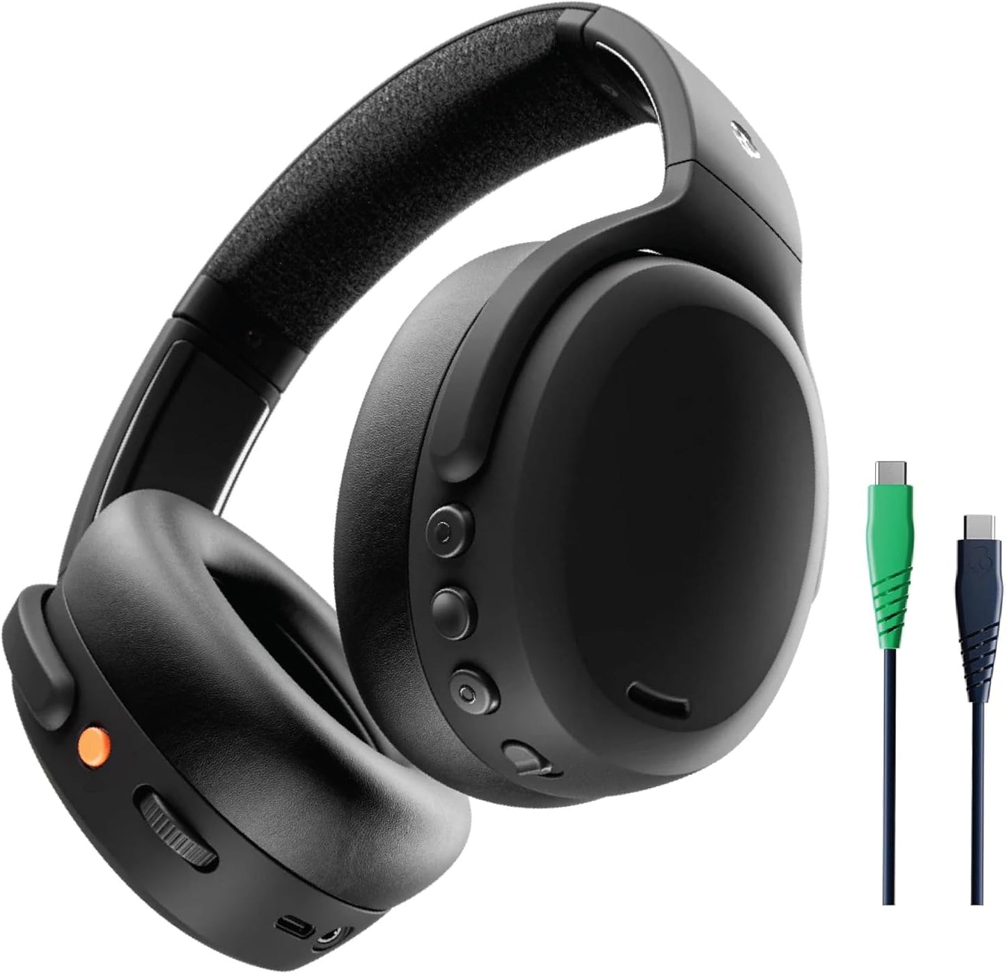 Skullcandy Crusher ANC 2 Over-Ear Noise Canceling Wireless Headphones with Sensory Bass and Charging Cable, 50 Hr Battery, Skull-iQ, Alexa Enabled, Microphone, Works with Bluetooth Devices - Black