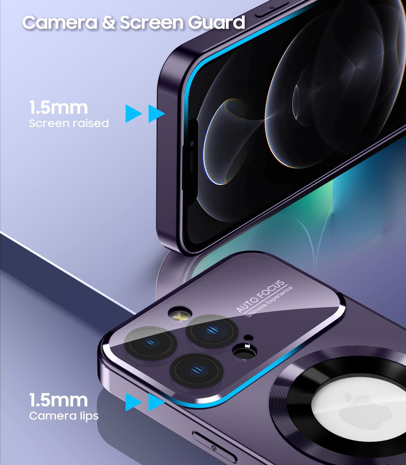 Magnetic for iPhone 12 Pro Max Case, Compatible with MagSafe, Built-in Camera Lens Protector, Logo View, Military Grade Drop Proof Phone Case Cover, Purple