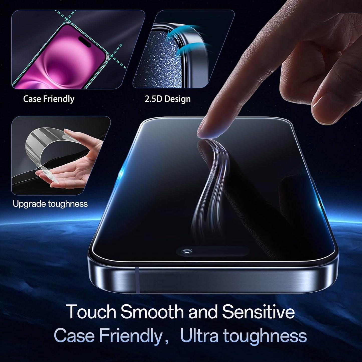 Screen Protector for iPhone 16 Plus&15 Plus[6.7 Inch],3RD Colorless Anti-Blue Light Tempered Glass Films,HD Clear, 9H Hardness, No Bubbles, Case Friendly 2 Pack