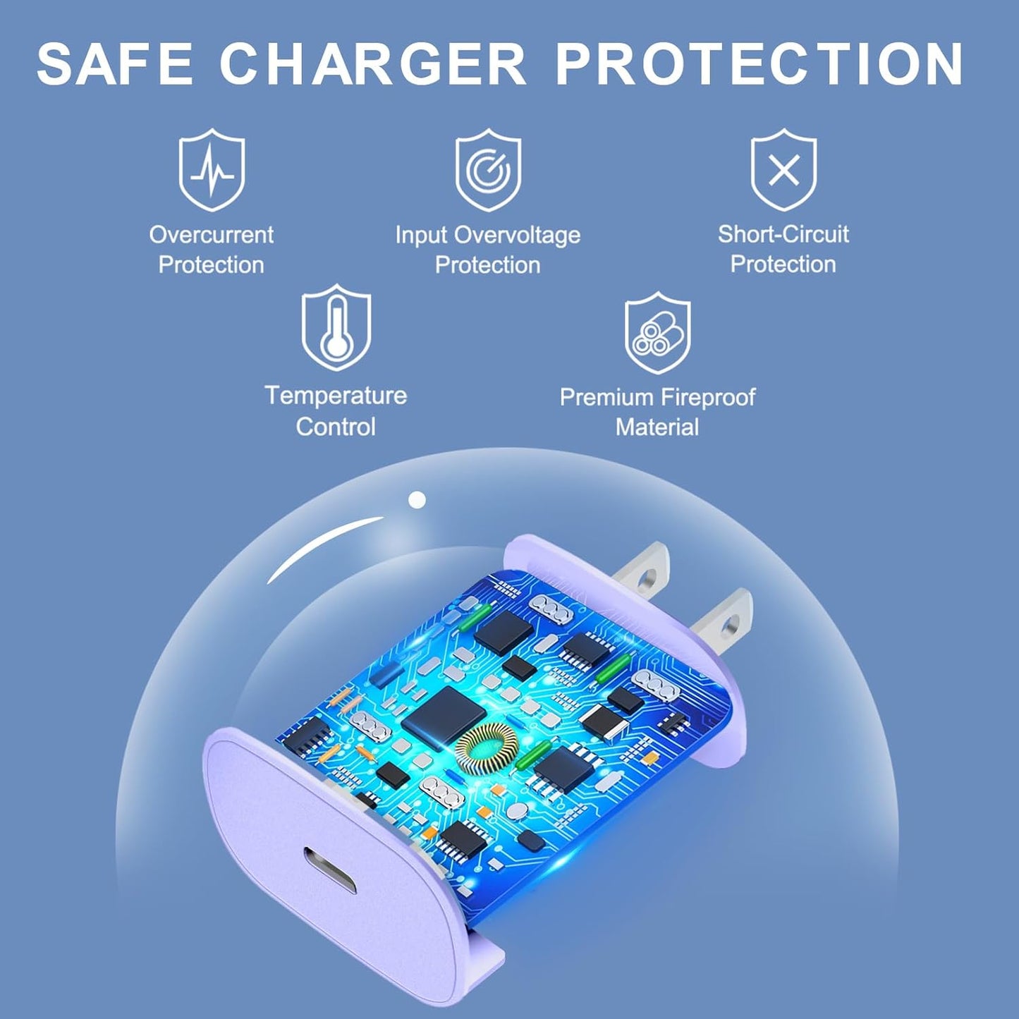 Phone 16 15 Charger,30W USB C Fast Charger Block & 10FT Long C to C Fast Charging Cable Cord for Phone 16 15/16 15 Pro Max/ 16 15 Plus/ 15 Mini,Pro 12.9/11 inch,10th Gen,Samsung Galaxy S24Ultra,Purple