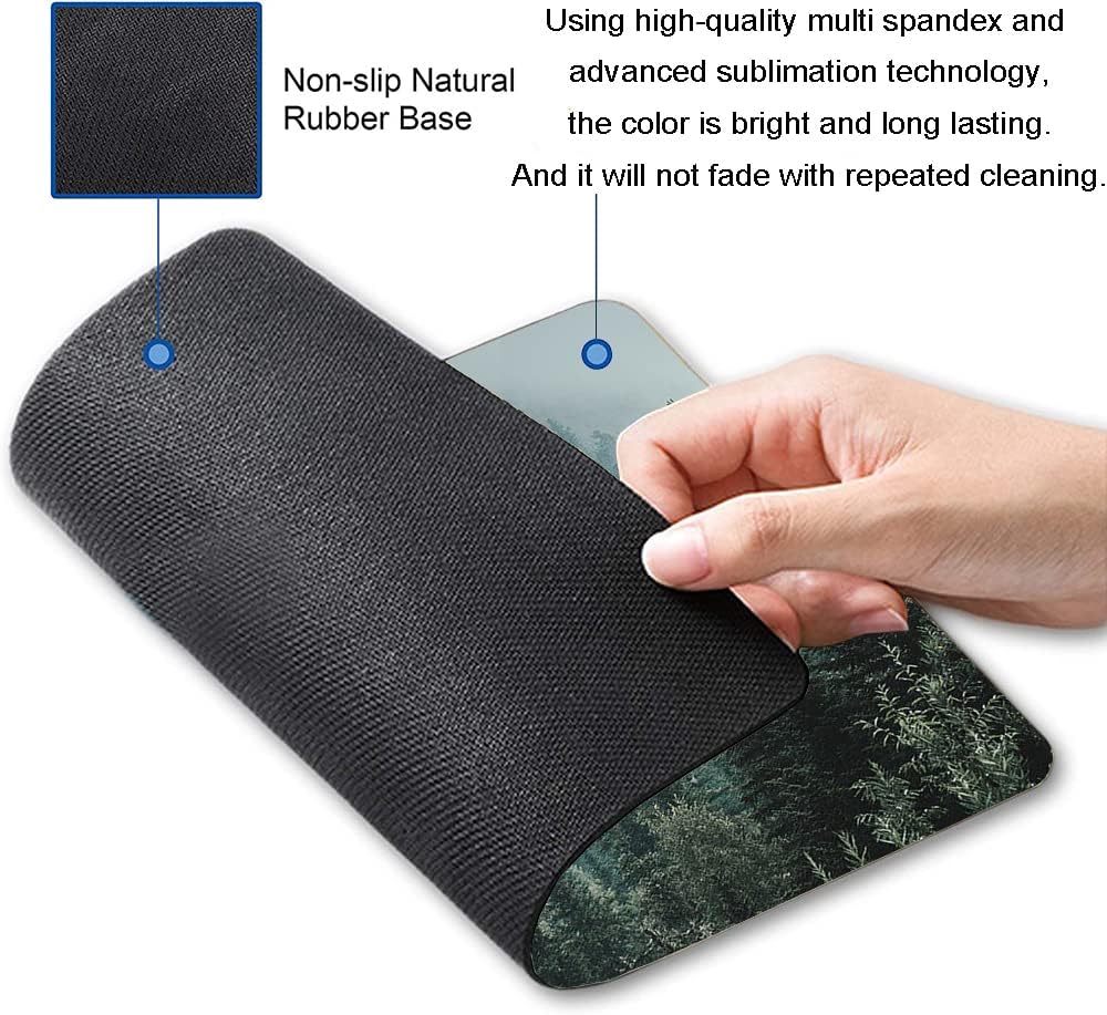 Mouse Pad, Mist Forest Mouse Pad, Washable Square Cloth Mousepad for Gaming Office Laptop, Non-Slip Rubber Computer Mouse Pads for Wireless Mouse, Cute Mouse Pads for Desk, Natural Landscape