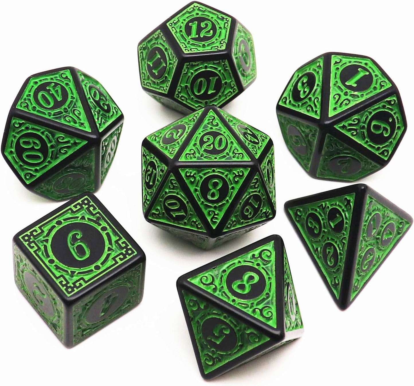 Polyhedral DND Dice Set, 5 Pack Dice Sets Fit for Dungeons and Dragons D&D RPG Games 7-Die Polyhedral Dice with Vintage Pattern 35 Pieces (5 Colors with White)