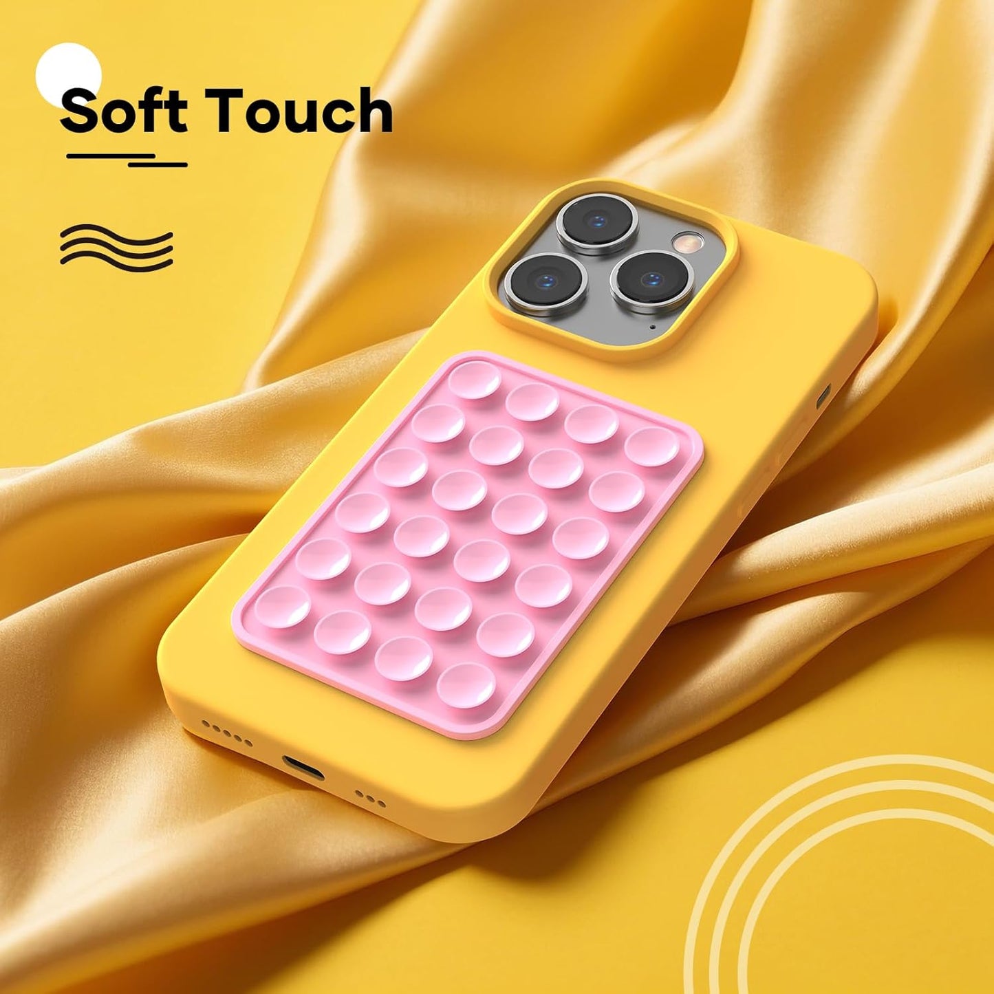 Silicone Phone Sticky Grip, Suction Phone Case Mount for iPhone and Android, Hands-Free Sticky Cell Phone Grip, Mobile Fidget Mirror Holder for Selfies and Videos