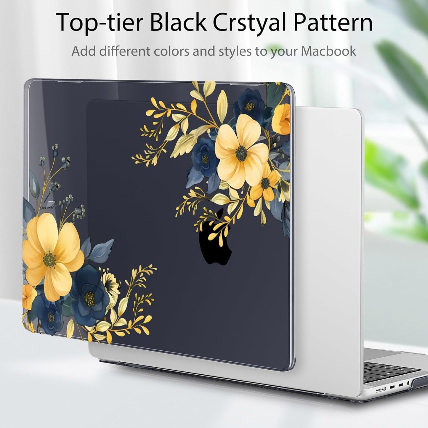 Tuiklol for MacBook Pro 14 Inch Case 2024-2021 Release M4 A3112 A3401 A3185/M3 A2918 A2992/M2 A2779/M1 A2442 Pro/Max,Hard Shell Case with Keyboard Cover & Screen Protector for Touch ID,Leaves & flower