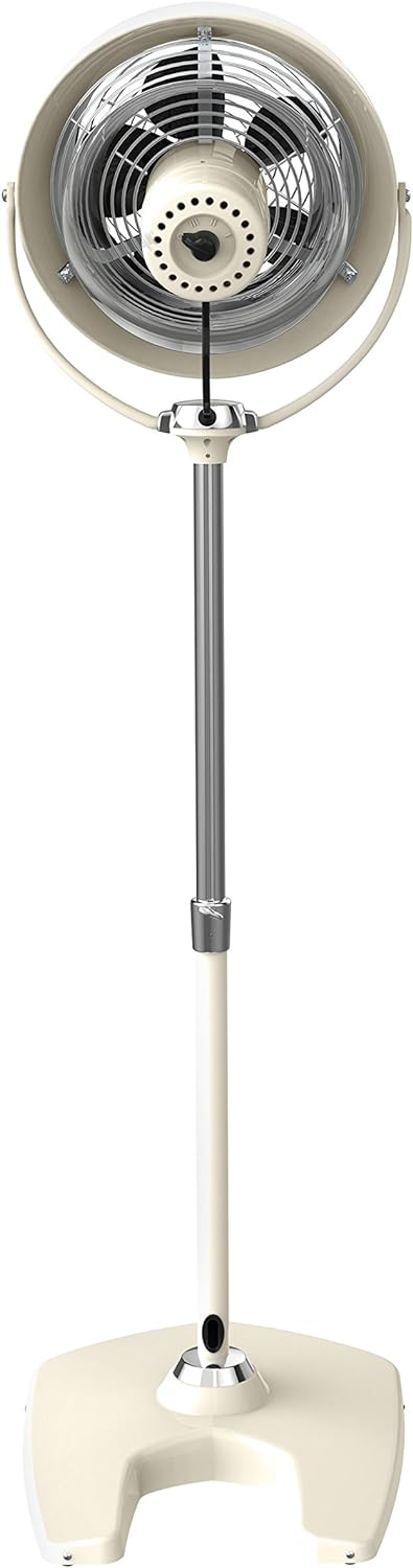 Vornado VFAN™ Sr. Pedestal Vintage Fan Retro Metal Standing Air Circulator for Cooling & Décor 3 Speeds, Adjustable Tilt Vintage White
