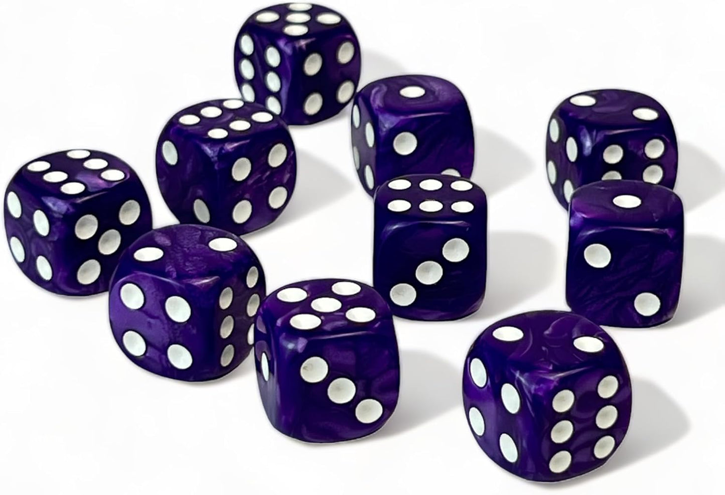 Luck Lab 10 Piece D6 Dice Pack - Acrylic Dice for RPG MTG DND Dice Table Games and Board Games (Purple Pearl)