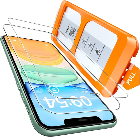 TOCOL for iPhone 11 / iPhone XR Screen Protector 9H Hardness Military Grade Shatterproof HD Tempered Glass Full Coverage Easy Installation Case Friendly 2 Pack