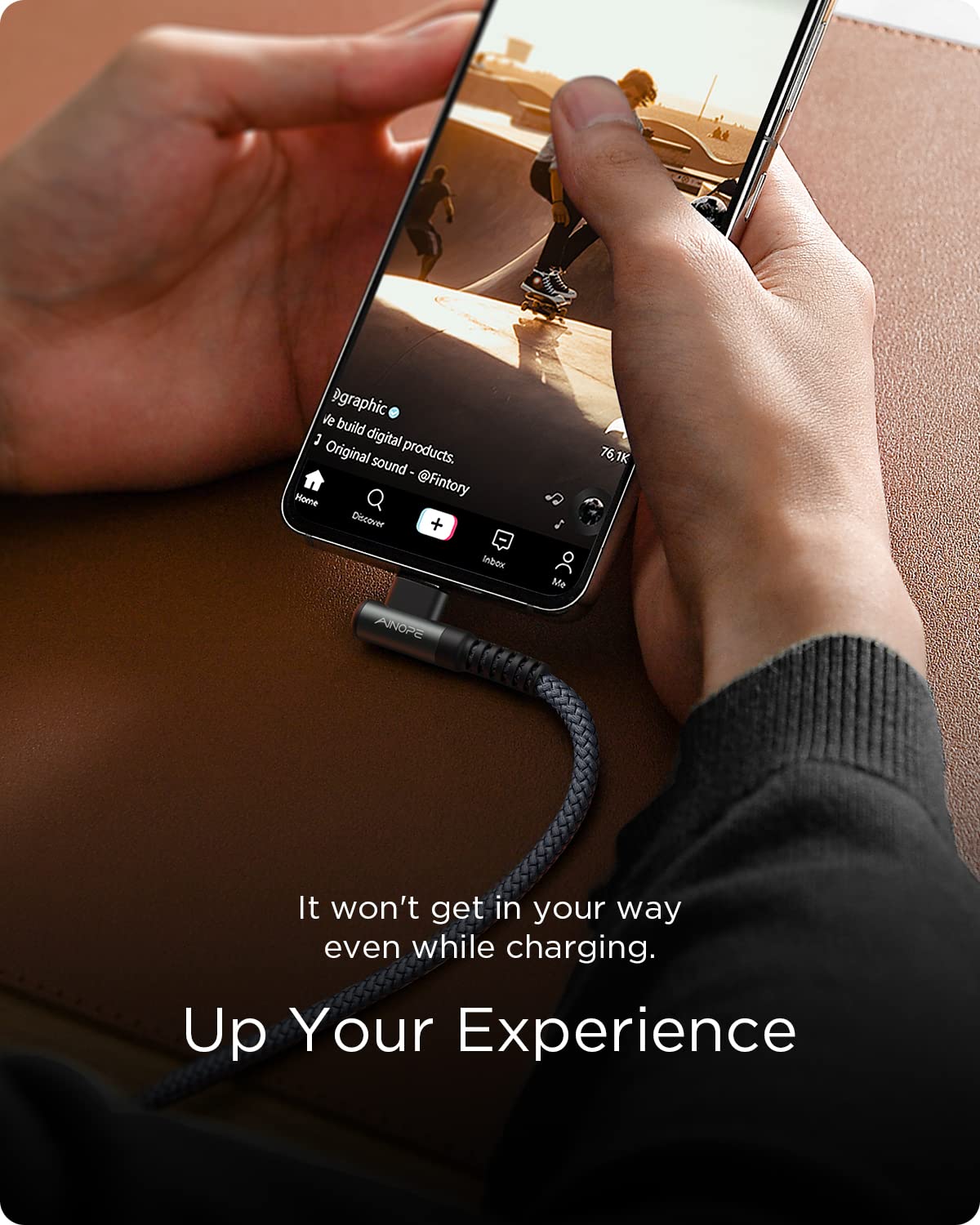 16.5FT USB C Fast Charging Cable 3.1A Fast Charge, Right Angle AINOPE USB C Charging Cable, Durable Nylon Braided USB Type C Cable Compatible Galaxy S20 S10 S9 S8 Plus,V30,V20,G6?Samsung Fast Charger