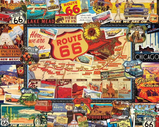 White Mountain Puzzles Route 66 - 1000 Piece Jigsaw Puzzle