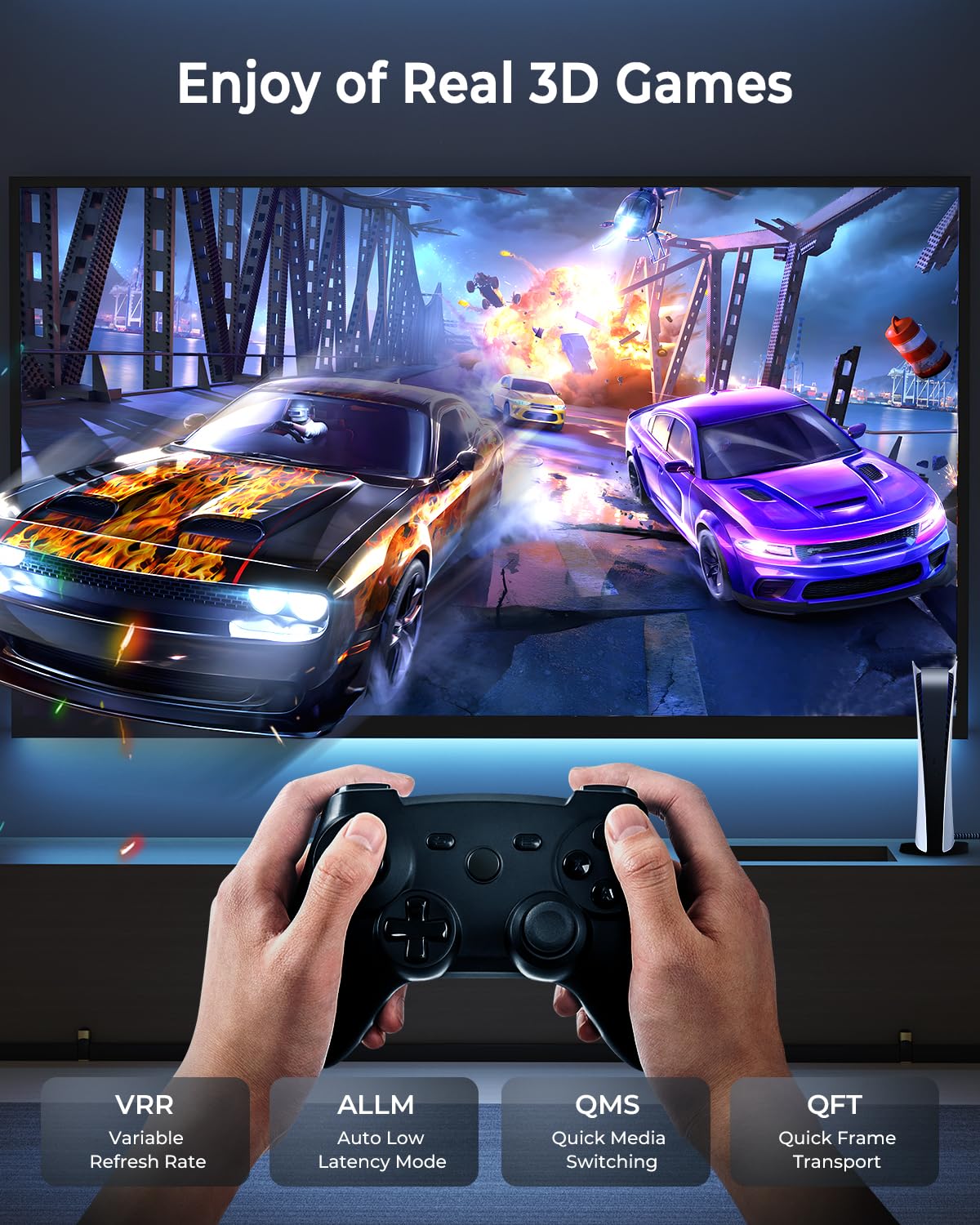 8K HDMI Cable 35 ft, 48Gbps High Speed HDMI 2.1 Cable, Braided HDMI Cable 2.1 8K 60Hz 4K 120Hz Support for HDR eARC HDCP 2.2/2.3, HDMI Cord Compatible with HDTV, Laptop, Monitor, PC