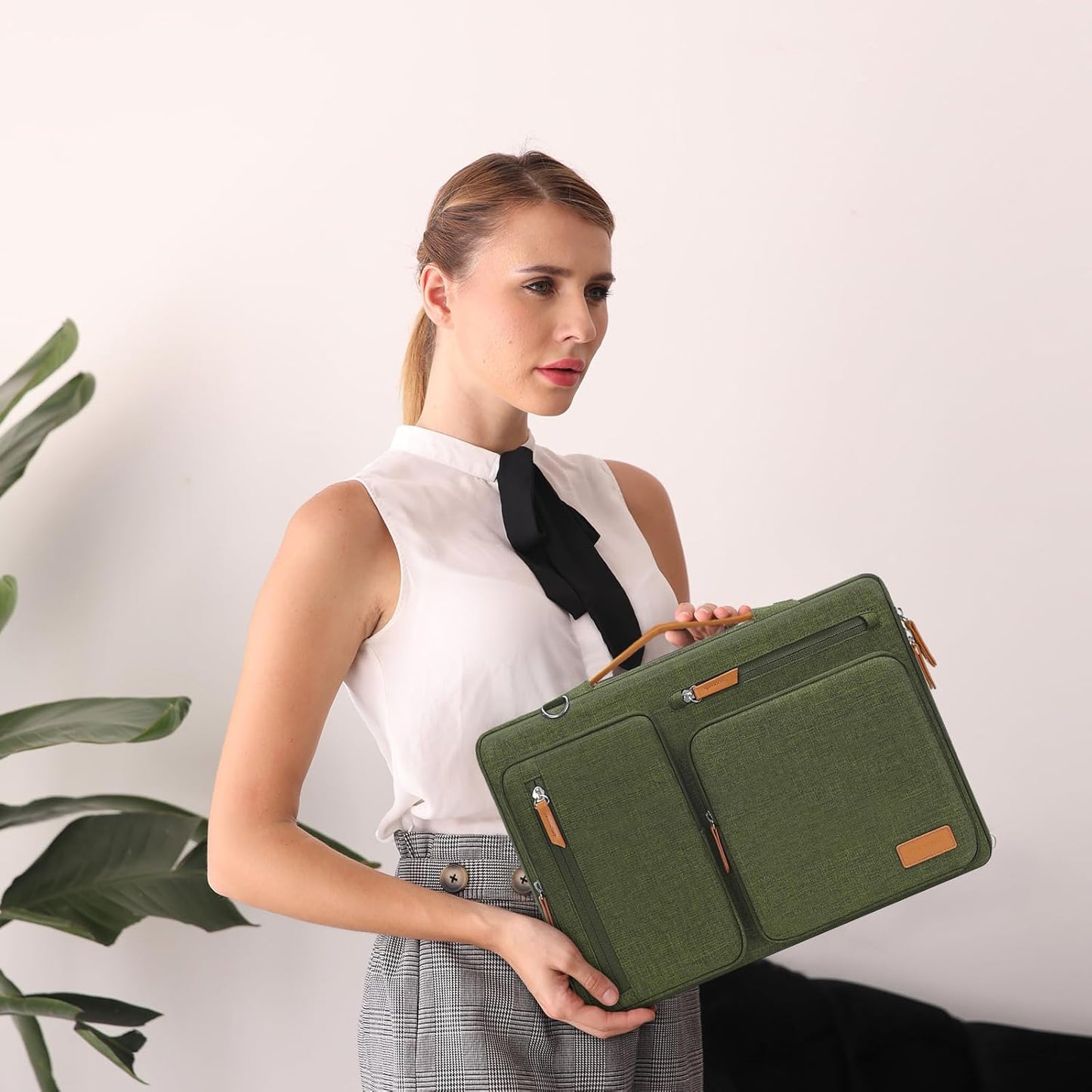 MOSISO 360 Protective Laptop Shoulder Bag,15-15.6 inch Computer Bags Compatible with MacBook Pro 16 inch, HP, Dell, Lenovo, Asus Notebook,Side Open Messenger Bag with 4 Zipper Pockets, Olive Green