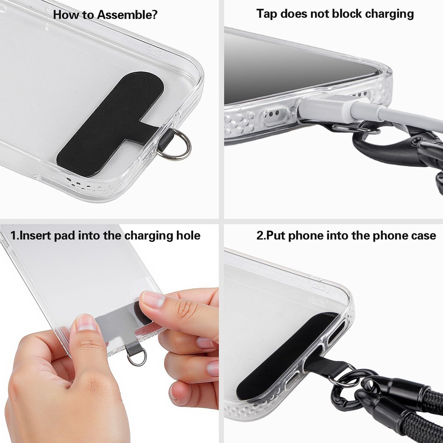 Phone Lanyard, 3-in-1 Anti Theft Phone Straps -Crossbody Lanyard, Neck Holder & Wrist Strap, Detachable Universal Cellphone Strap with 1 Tap, Durable Hook-Black