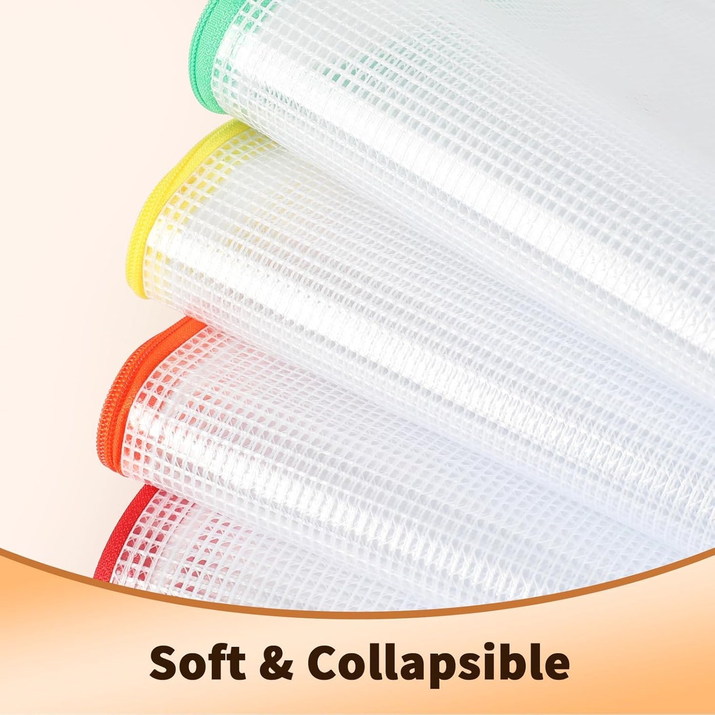 Umriox Zipper Mesh Document Pouch, 14.9x11.0 (6 Colors, 18 Packs), Clear Zipper Pouches, Waterproof Zipper Pouches for Craft Projects Office Supplies Cosmetics Travel Storage