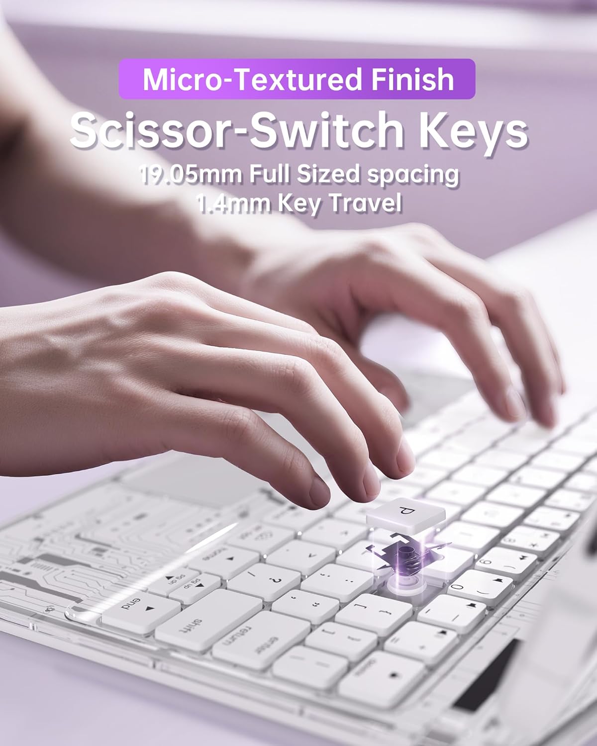 Intermerge Clear Keyboard Case for iPad Air 11" (M3/M2, 2025/2024), Air 5th/4th, Pro 11" 2022-2018, 360° Swivel Multi-Touch Trackpad, 7-Color Backlit, Pencil Holder, Type-C, Frost Pulse