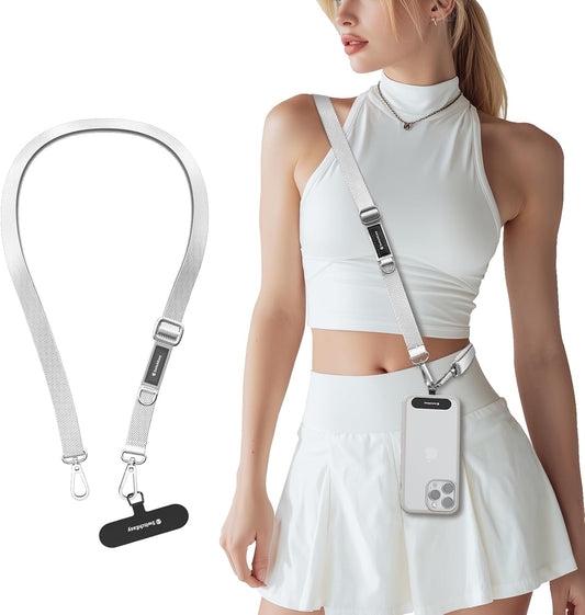 SWITCHEASY 20mm Adjustable Crossbody Phone Strap Compatible with Most Phones, Anti-Theft & Ant-Drop, Hands Free for Phone Lanyard Crossbody with Strap Card Phone Tether Tab- EasyStrap (Concrete Gray)