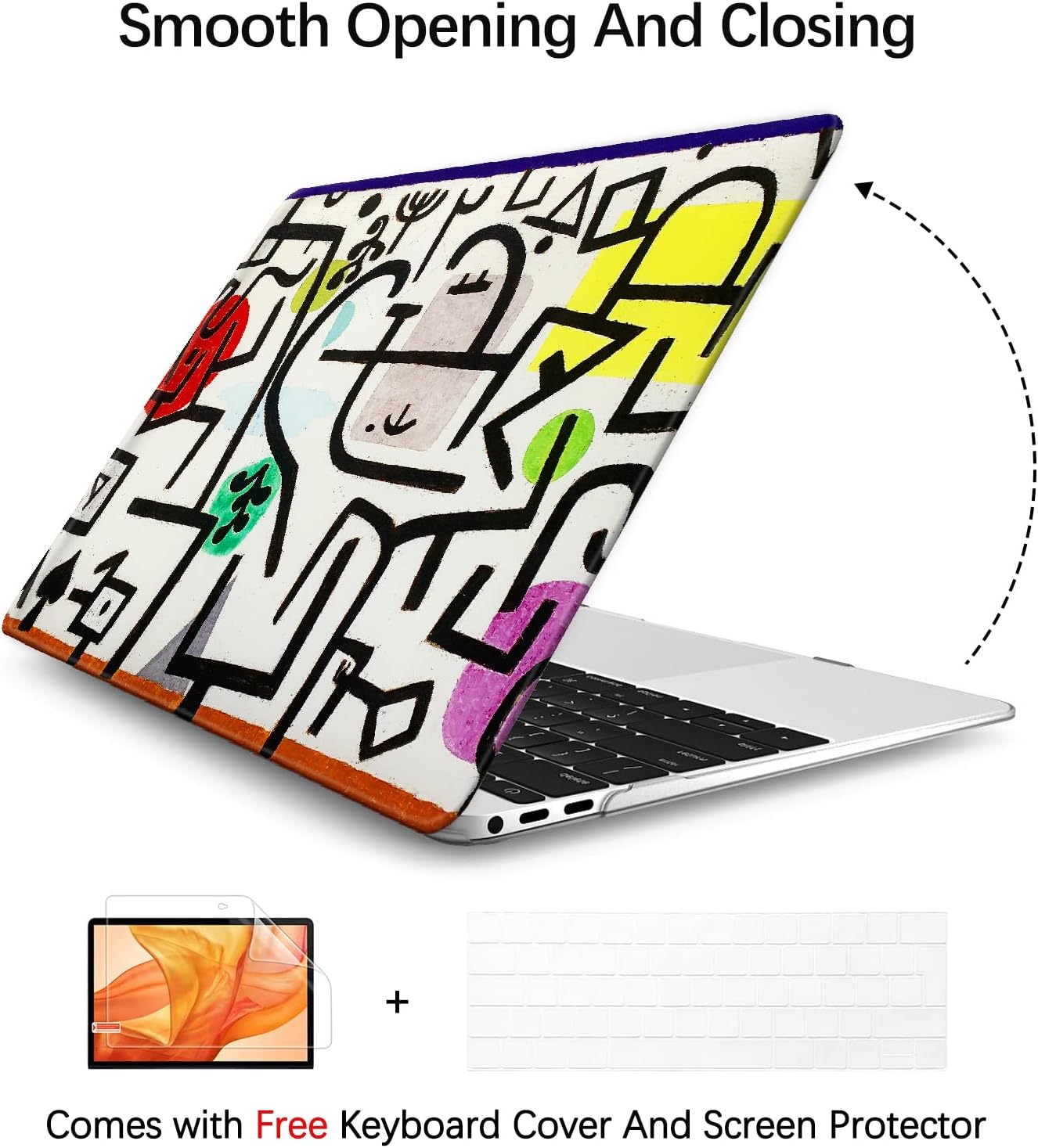 Berkin Arts Compatible with MacBook Air 13 inch Cover, 2022-2018 Release A1932 with Touch ID with Keyboard Cover & Screen Protector Naive Art (Picture of A Journey by Paul Klee)
