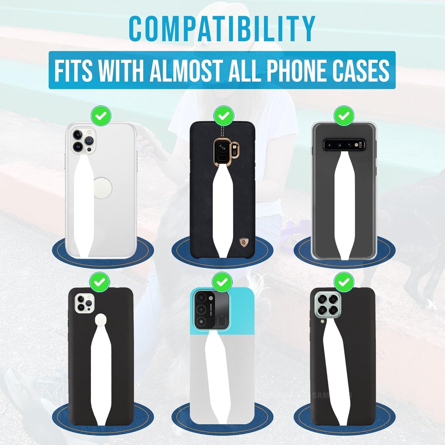 Phone Grip Strap - Pack of 2 Reversible Finger Holder for Phone Back, Customizable Anti-Slip Design, Wireless Charging Compatible Detachable Holder for iPhone - Animals Custom