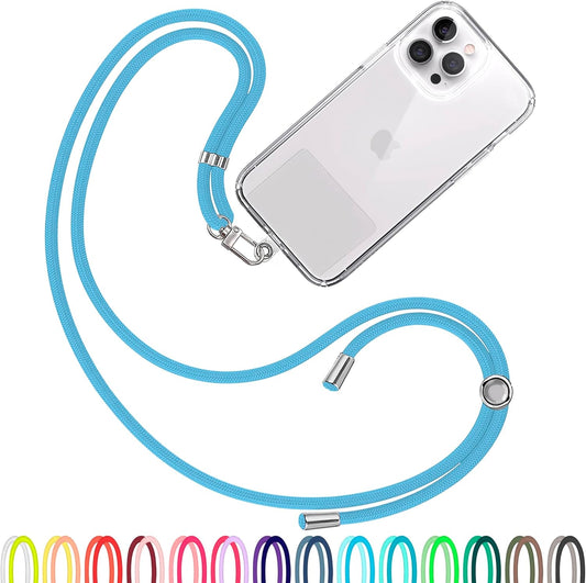 Cell Phone Lanyard [Sky Blue] - Comfortable Universal Smartphone Lanyard - Easy to Use Neck Phone Holder [Clear Patch] - Adjustable Length Phone Strap Crossbody - Fits All Mobile Phones