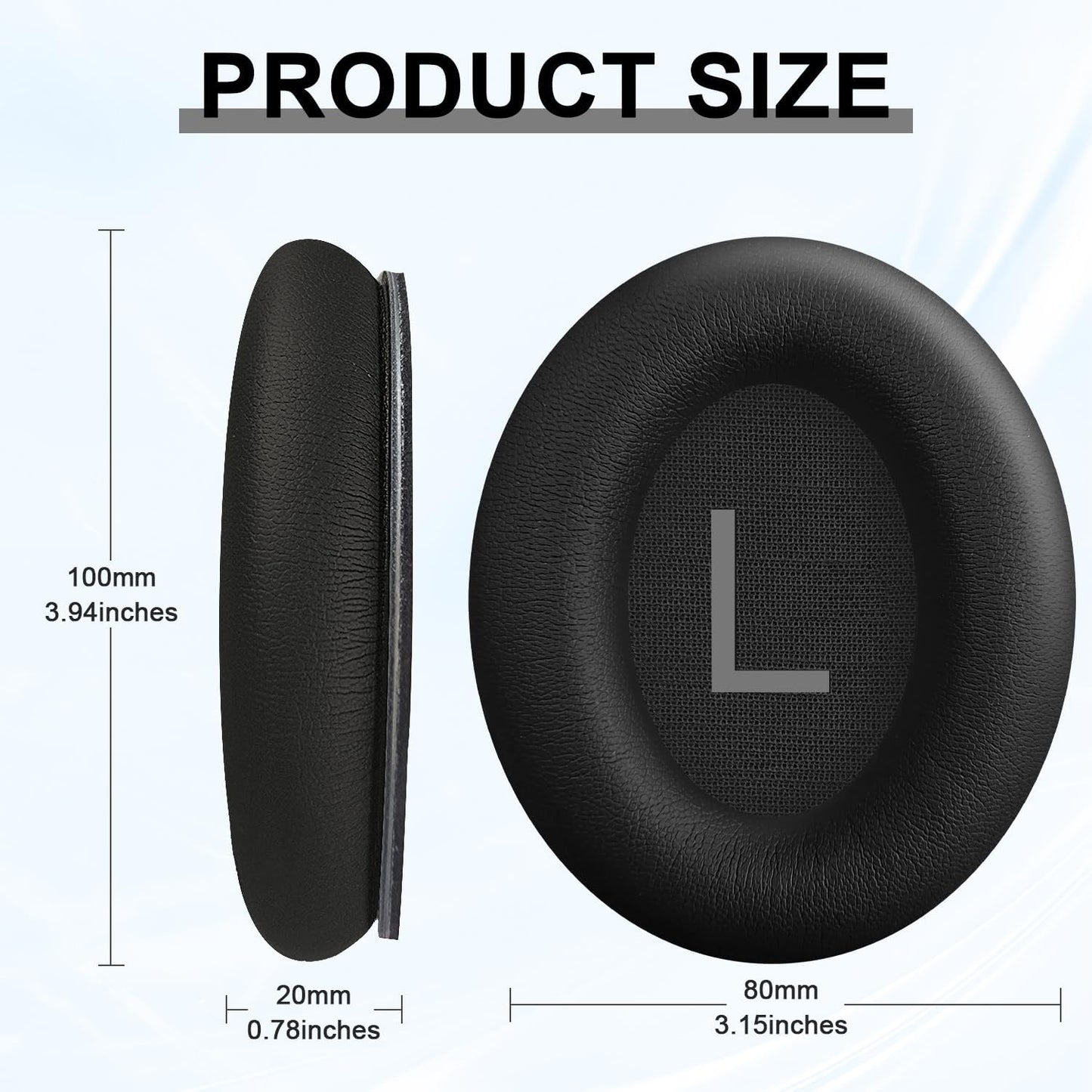 Replacement Ear Pads for Bose QuietComfort 45 (QC45)/QuietComfort SE (QC SE)/Quiet Comfort Headphones, Ear Cushions, Headset Earpads, Ear Cups Cover with Soft Protein Leather (Black)