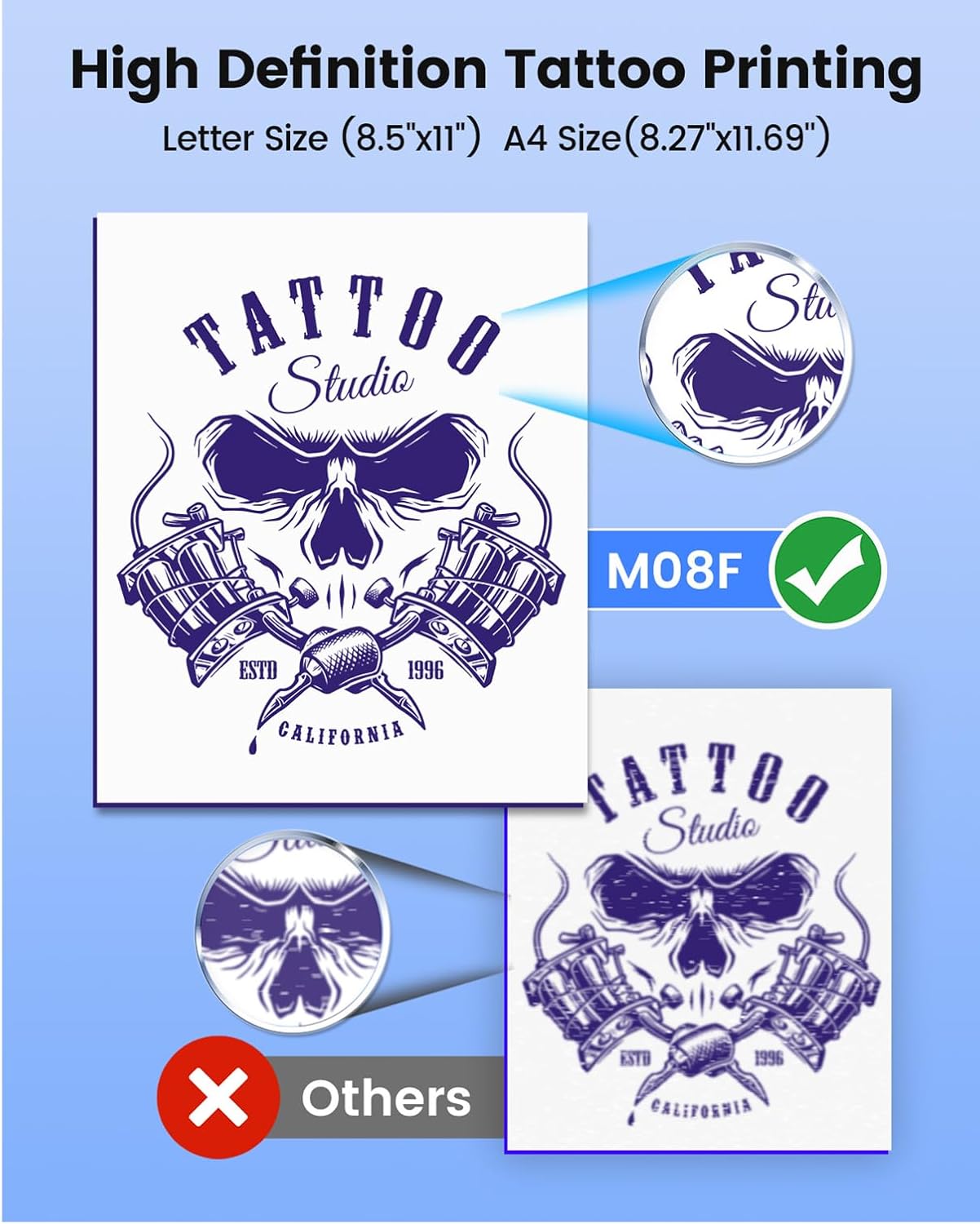 Phomemo M08F Portable Printers Wireless for Travel, Thermal Printer Support 8.5" X 11" US Letter, Bluetooth Inkless Printer Compatible with iOS, Android, Laptop for Travel, Office, Home