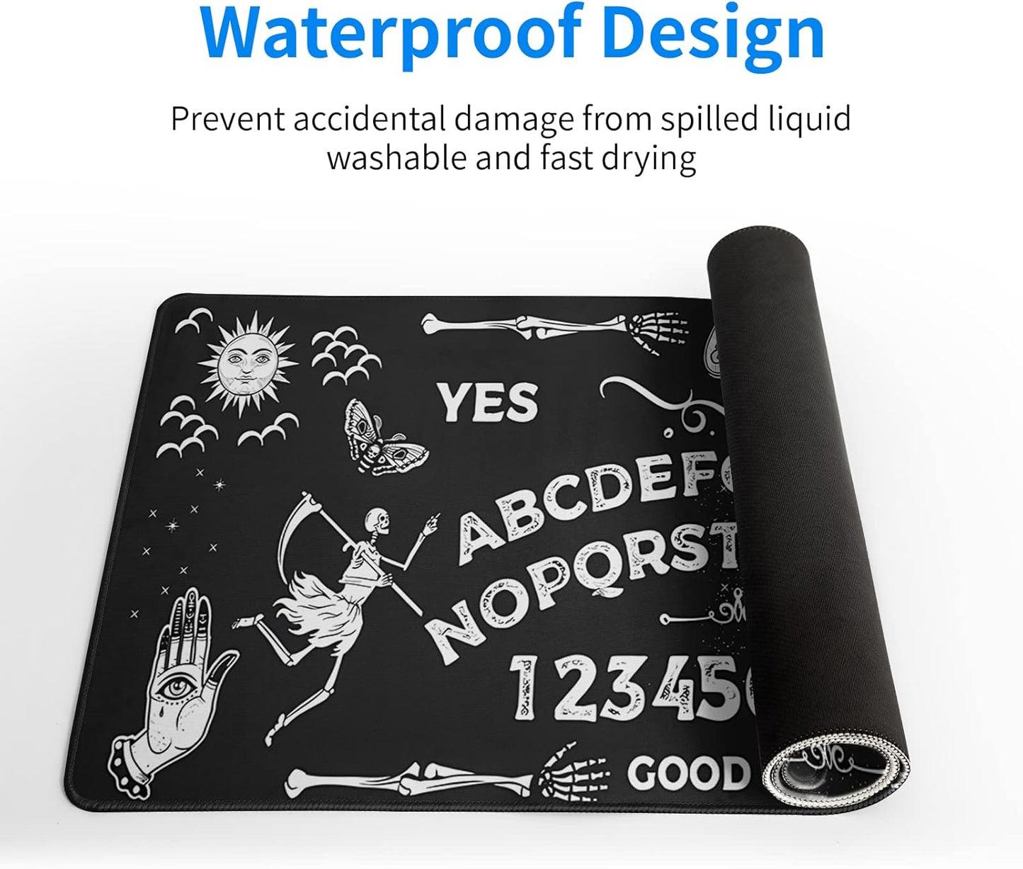 Mysterious Spirit Goth Gaming Mouse Pad 31.5x11.8 Inch Large Desk Mat Black Extended Pads Big Mousepad Non-Slip Rubber Base Keyboard Mat with Stitched Edges for Gaming Laptop Computer PC Desktop