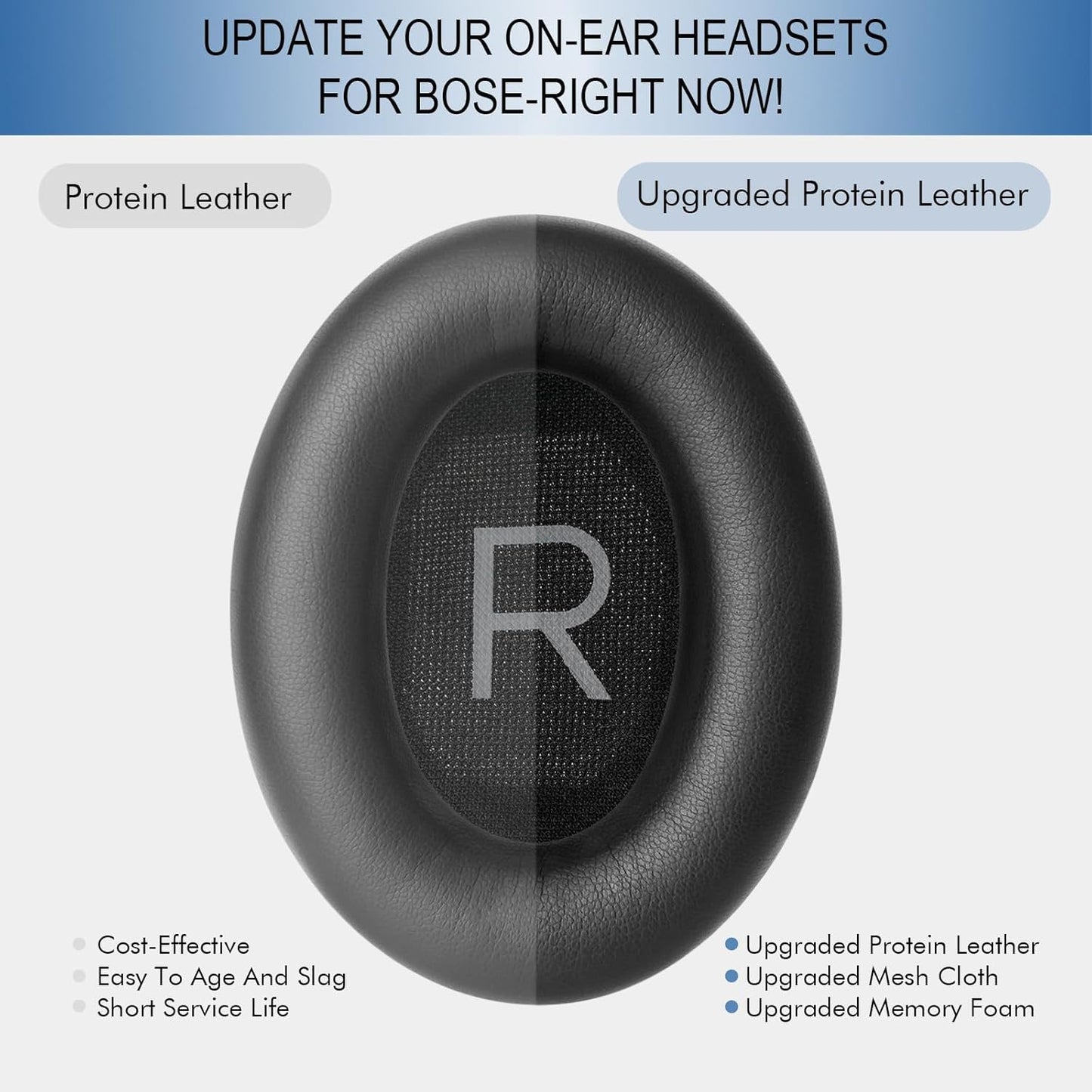 GEVO Replacement Ear Pads for Bose QC45, Ear Cushions for Bose QuietComfort 45 (QC45) & Quiet Comfort SE (QC SE) Headphones, Earpads with Softer Leather Noise Isolation Foam (Black)