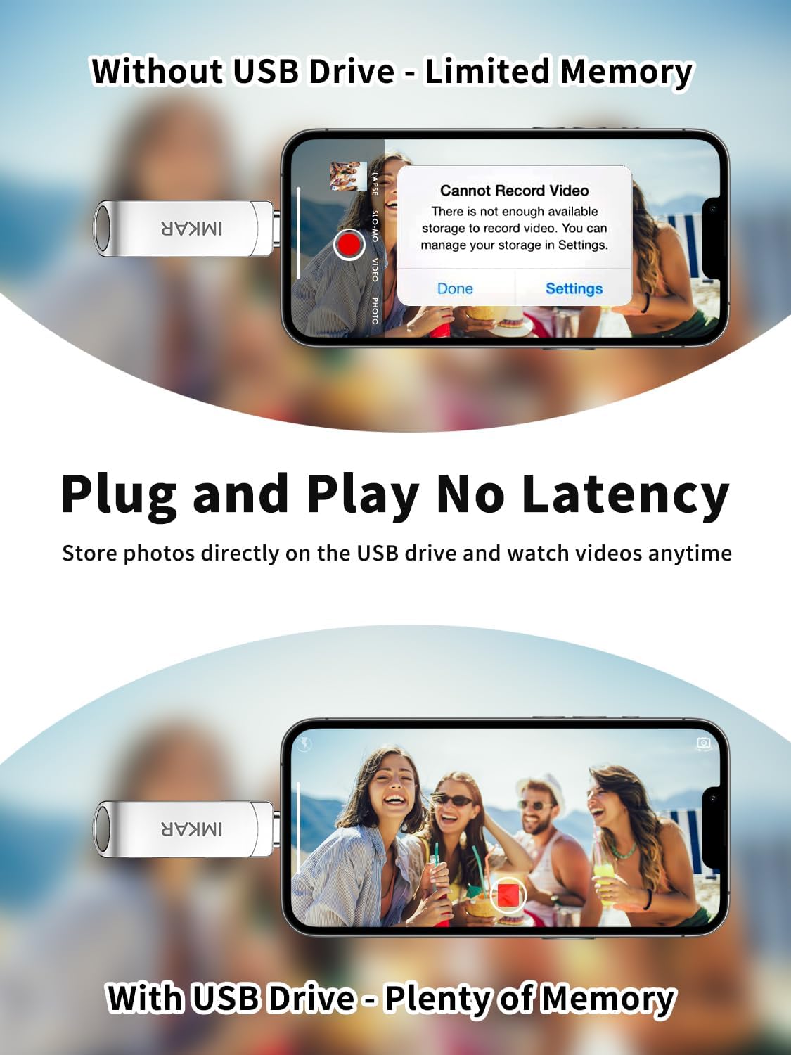 MFi Certified 512GB Flash Drive for iPhone iPad, IMKAR Memory Stick Storage for Photos Videos, Compatible with iPhone iPad Android and PC, Plug and Play No Application Required (Metal Silver)