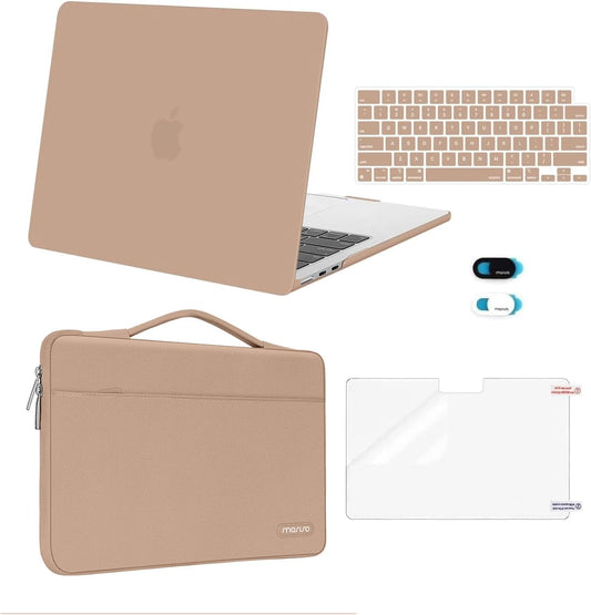 MOSISO Compatible with MacBook Air 13 inch Case 2025 2024 2023 2022 M4 A3240 M3 A3113 M2 A2681, Hard Shell&Sleeve Bag&Keyboard Skin&Webcam Cover&Screen Film for MacBook Air 13.6 inch, Bronze Brown