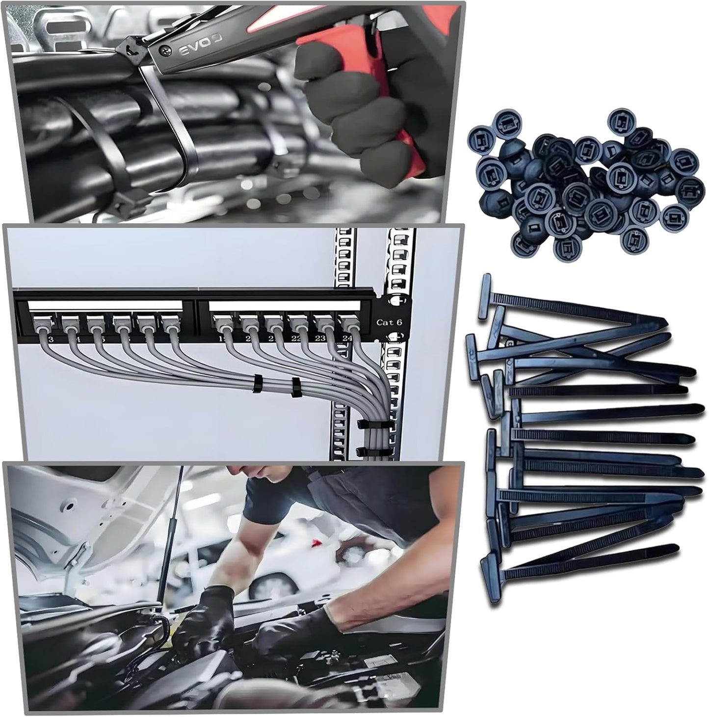 2026 upgraded heavy-duty self-locking nylon cable ties with uv protection for car repair, home, and cable management (100)