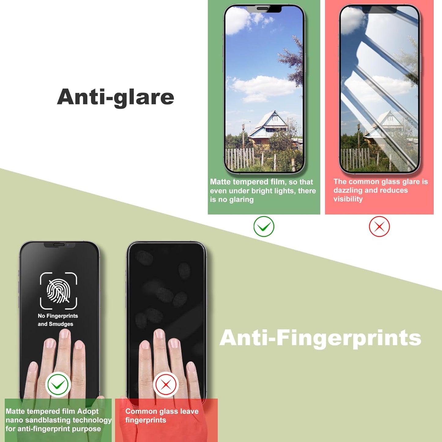 (2-Pack Anti Blue Light Matte Screen Protector for iPhone 11 Pro Max/XS Max (6.5-Inch),9H Tempered Glass,Anti-Glare,Full Coverage,Anti-Fingerprint,Auto Dust Removal,Bubble-Free