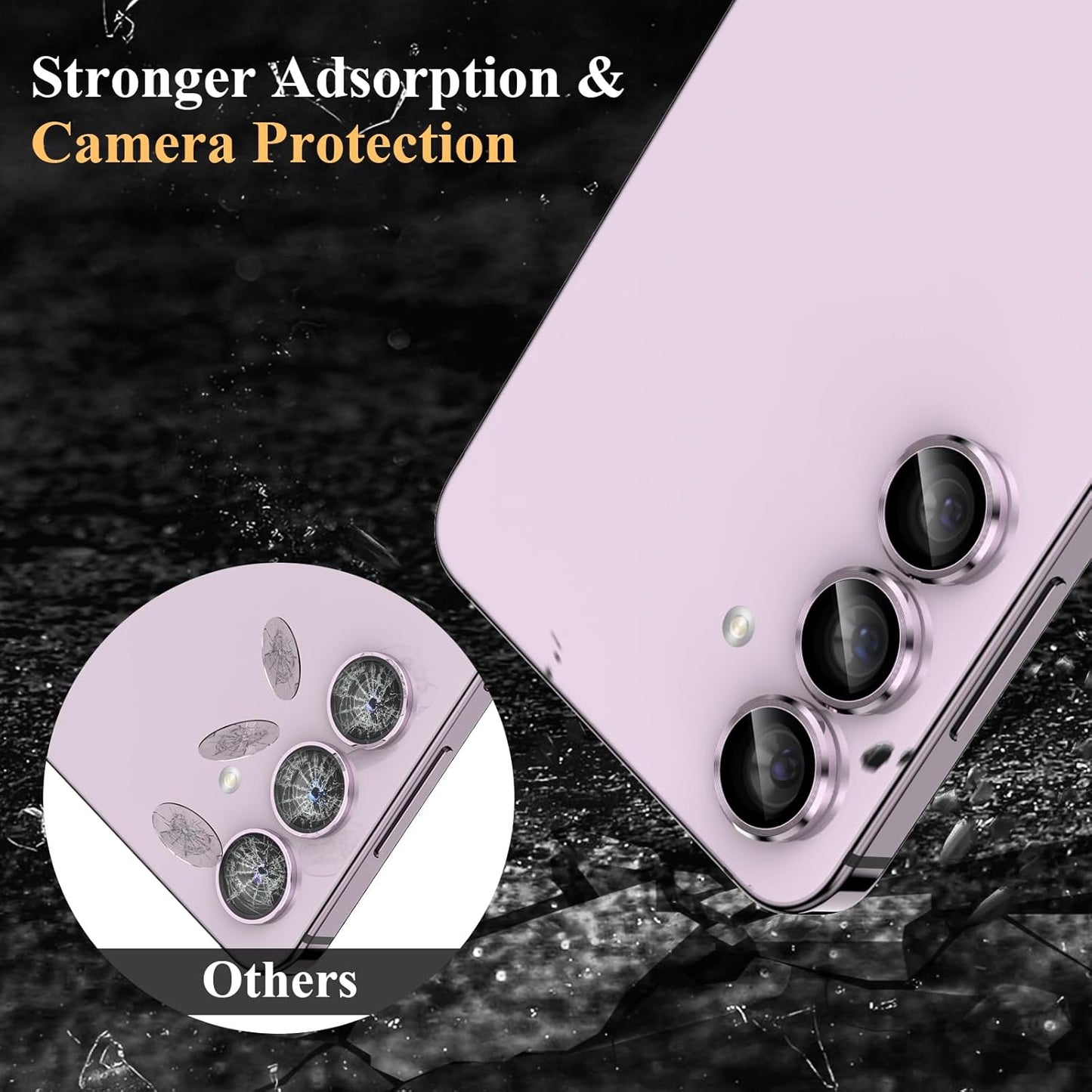 YWXTW Camera Lens Protector for Samsung Galaxy S24 / S23 / S23 Plus, [NOT for S24 Plus] 9H Tempered Glass Metal Individual Ring Camera Screen Protector for S24 Accessories (Lavender)