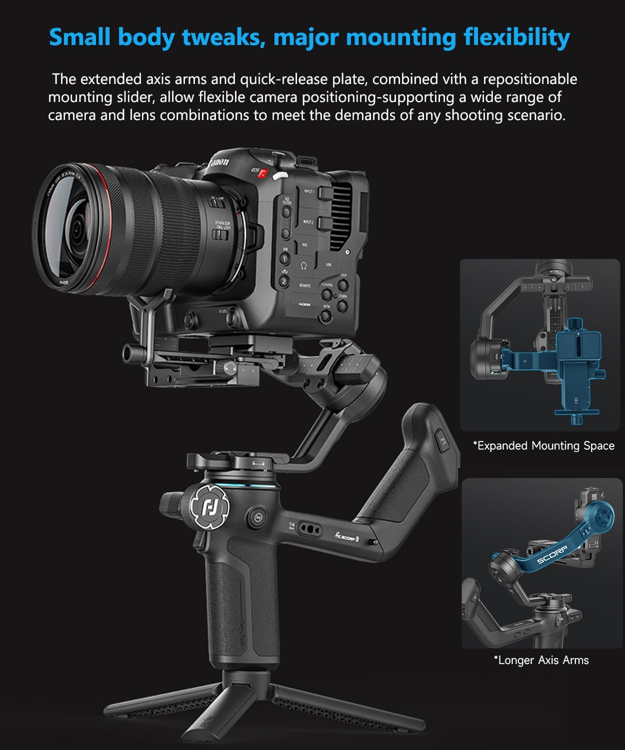 FeiyuTech SCORP 3 KIT Gimbal Stabilizer for DSLR and Mirrorless Camera,Built-in AI Tracking,Detachable Handle,3-Axis Gimbal for Sony/Canon/Nikon/Fujifilm, Max 7.721lbs,Touch Screen with Case