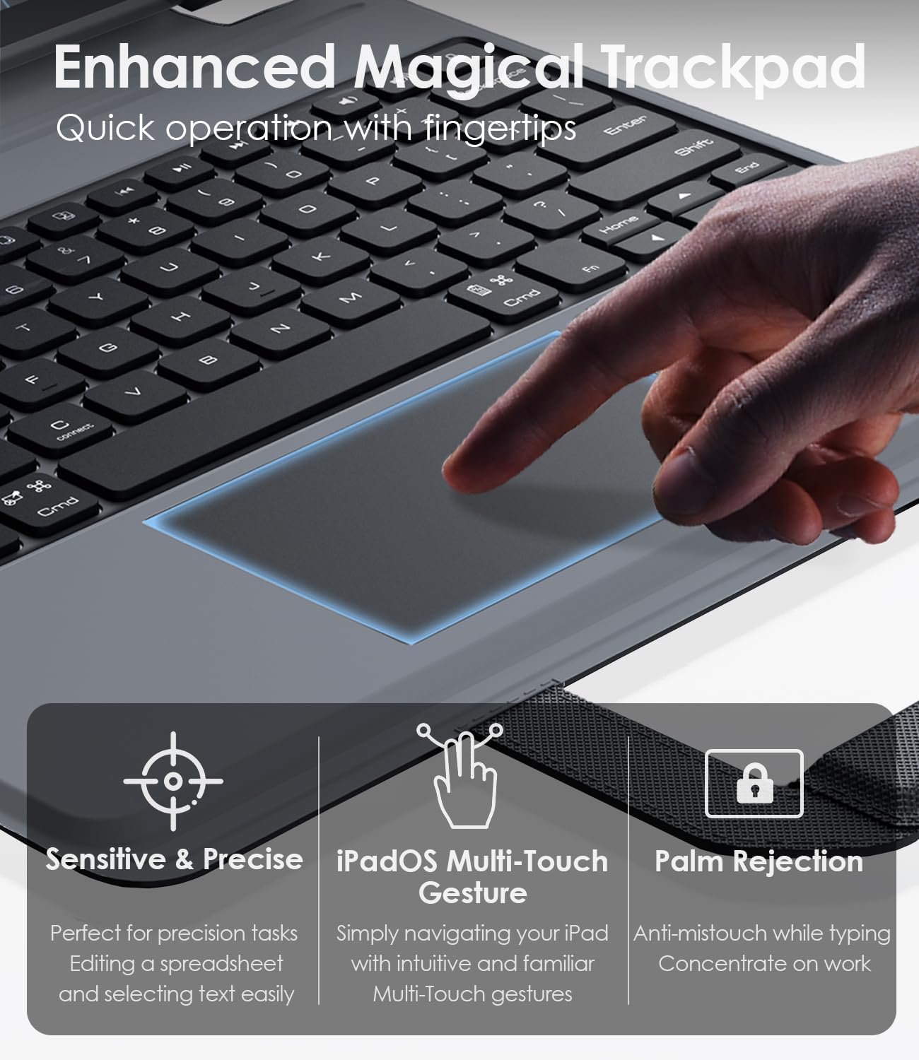 Nillkin Carry Go Keyboard Case for iPad Pro 13 inch (M4) 2024 with Handle, Rugged Case with Detachable Keyboard for iPad Pro 13, Magic Trackpad, 7 Colors Backlit, Camera Cover, Black