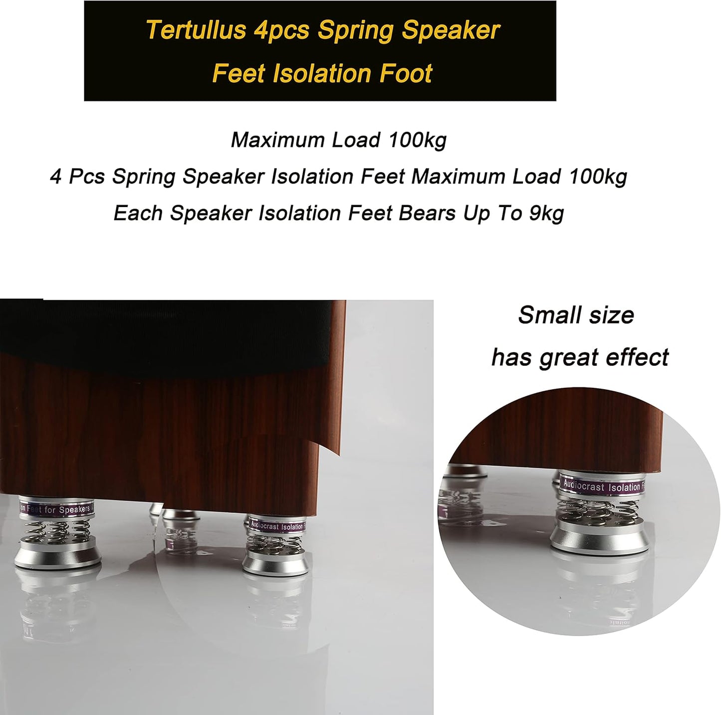 Tertullus 4 Pcs Speaker Isolation Feet 43mm×38.5mm Audio Shock Absorber Floor Protectors Dampening Pad Rubber Pads Anti-Vibration Pads for Turntable Amplifier DAC Subwoofer Audio Equipment