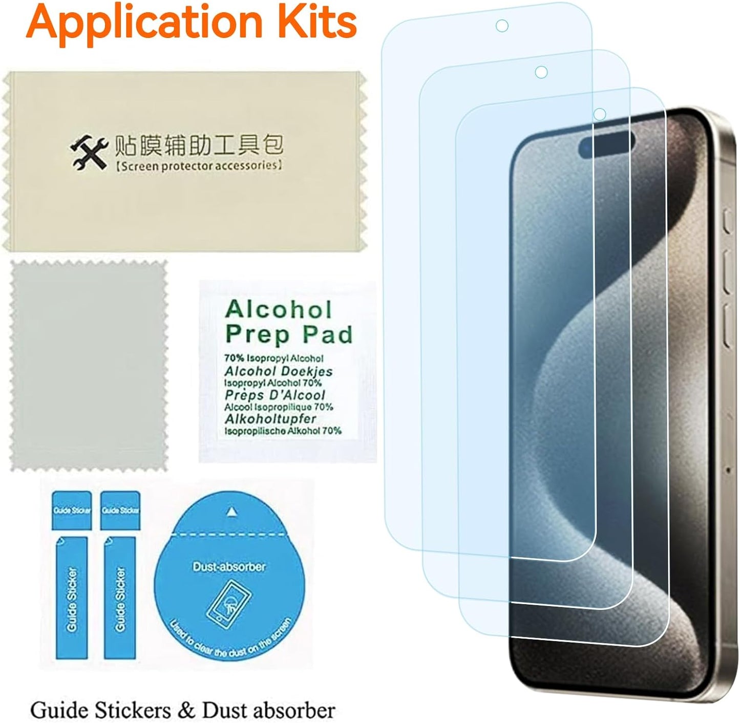 3Pack Screen Protector for iPhone 15Pro Max/iPhone 15Plus 6.7inch 9H+ Anti Blue Light Tempered Glass, Anti-Scratch, Case Friendly