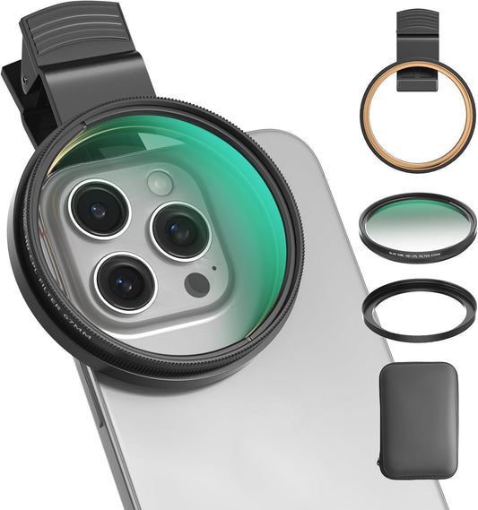 67mm CPL Filter for Phone/DSLR, HD Circular Polarizer Polarizing Filter with Universal Clip, Adapter Ring, Lens Attachment for iPhone 16 15 14 13 12 Samsung Galaxy Pixel and Other Smart Phones/Camera