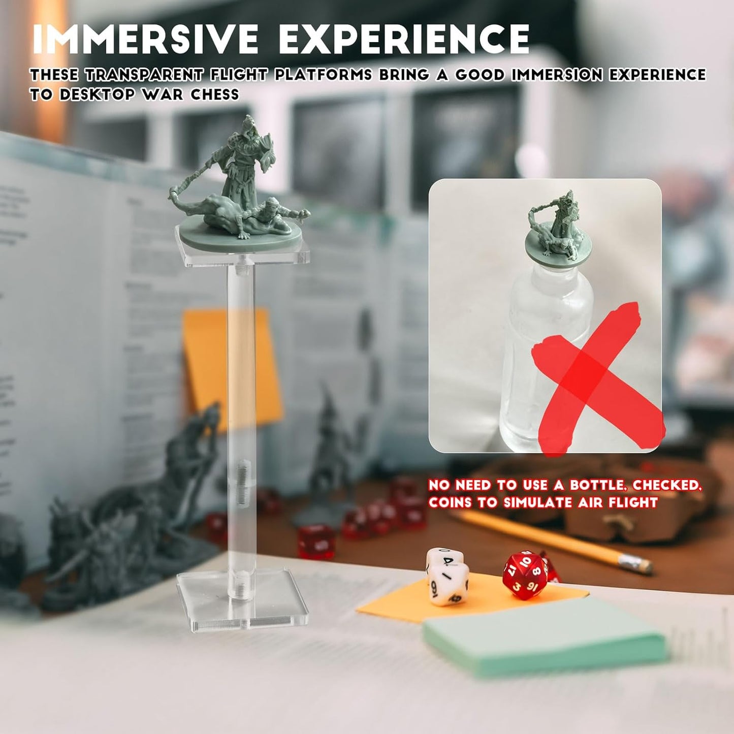 AAiphuwew 3pcs Combat Risers for Flying Miniatures, Adjustable Height Multi-Tiered Raised Platforms Flying Miniatures Combat Riser for Tabletop RPG and Board Games