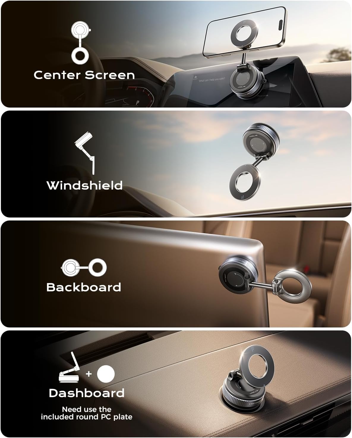 MRGLAS 2026 Upgraded Vacuum Magnetic Phone Holders for Your Car 360° Adjustable Absorption Magnetic Bracket 98LBS Magsafe Suction Cup Phone Mount for iPhone Car Truck Accessories for Men Women