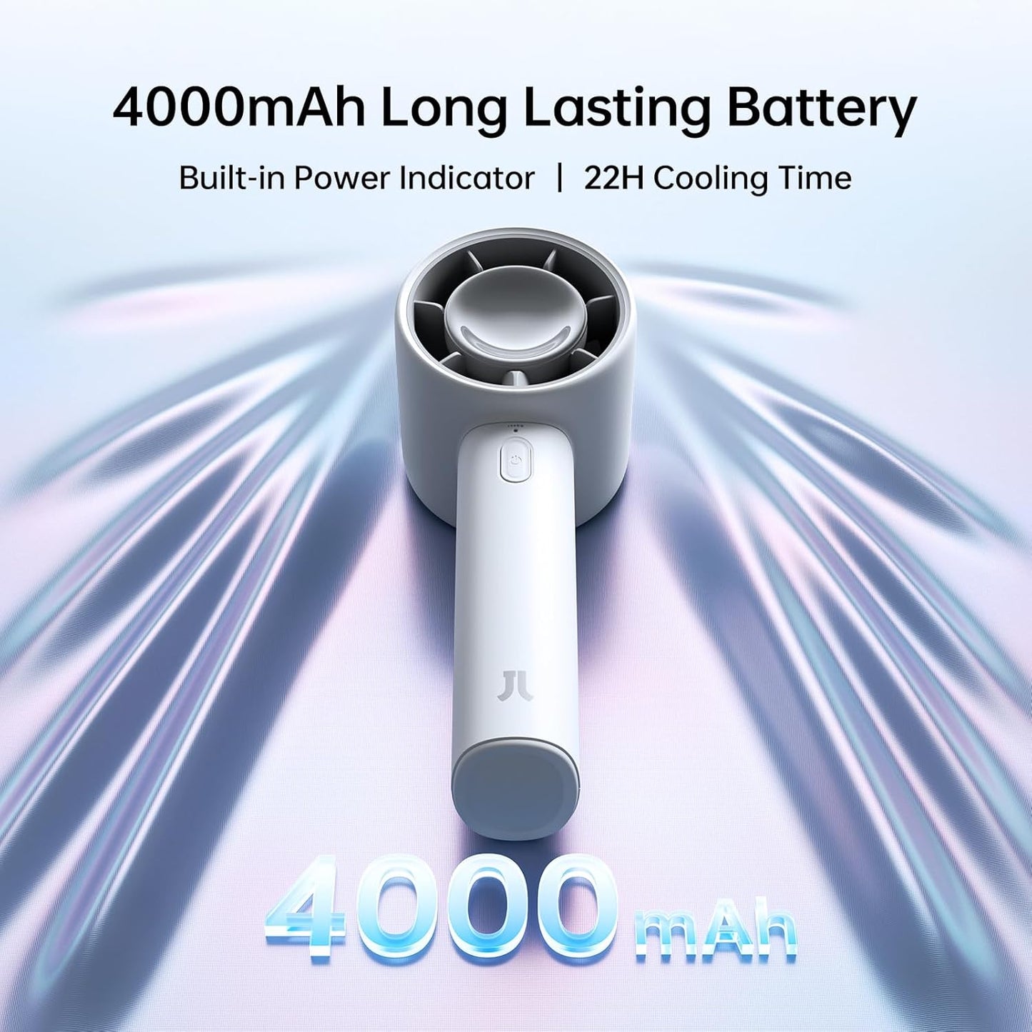 JISULIFE Portable Handheld Fan, 4000mAh Rechargeable Mini,Up to 22 Hours Cooling,5 Speed Strong Wind, Handheld Personal Fan for Travel Outdoor Camping Beach Makeup（Gray）