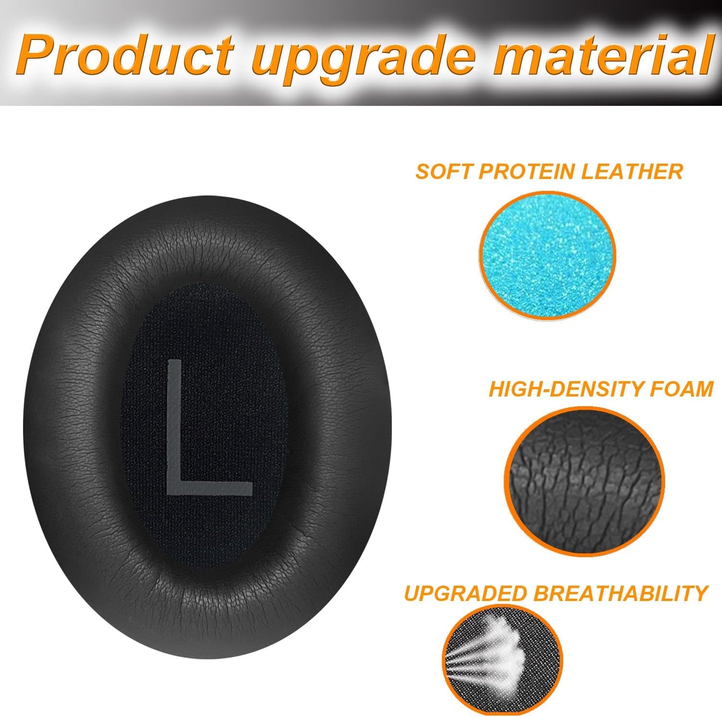 Earpads Cushions Replacement for Bose QC45(QuietComfort 45) Headphones Ear Pads,Soft Protein Leather,Noise Isolation Foam(Black)