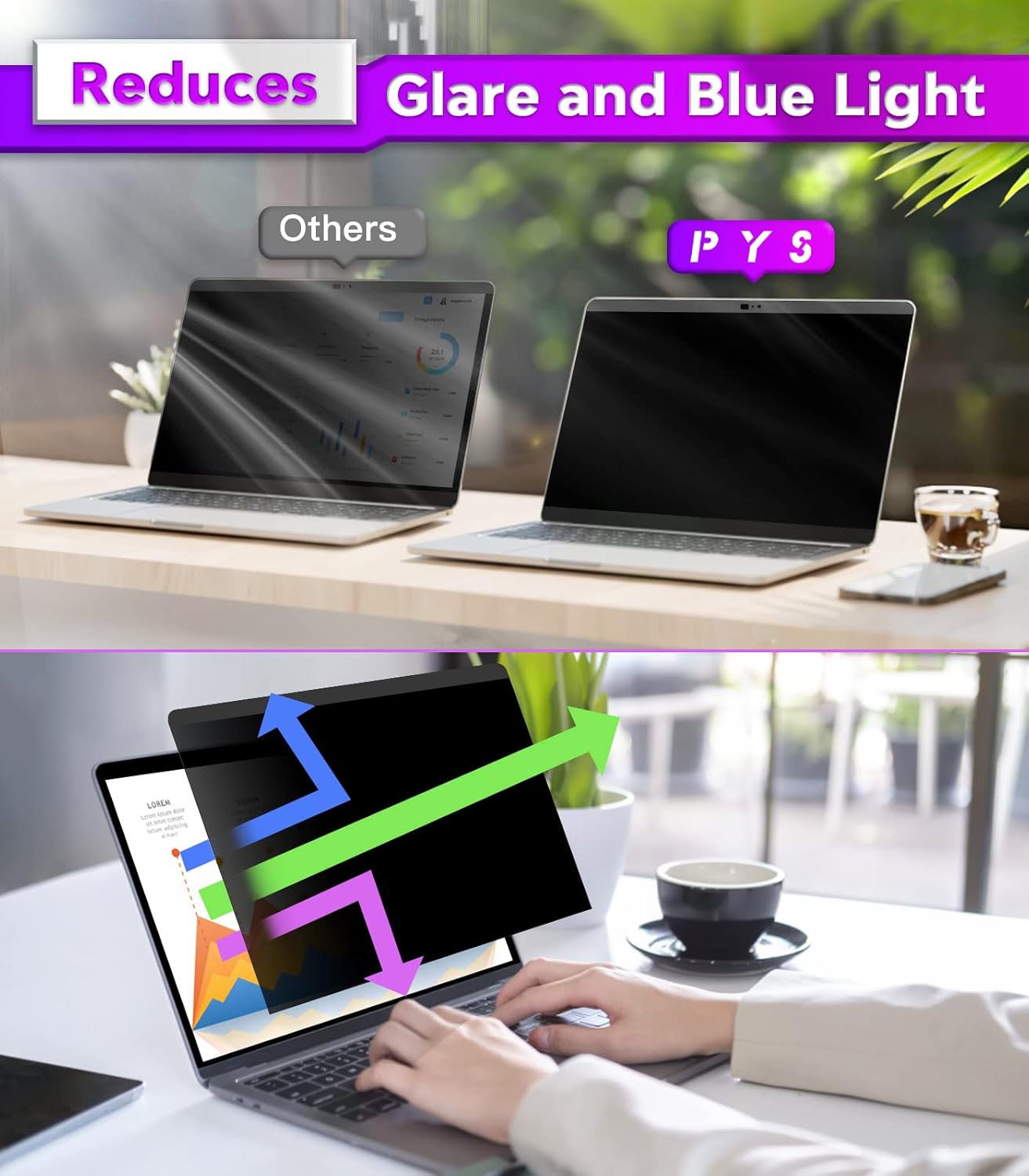 PYS Privacy Screen for MacBook Pro 13.3 Inch Laptop (2016-2022 M1/M2) – Magnetic Anti-Spy Security Filter with Webcam Cover Slider, Easy On/Off & Touch Bar Compatibility for MacBook Pro 13 inch Laptops