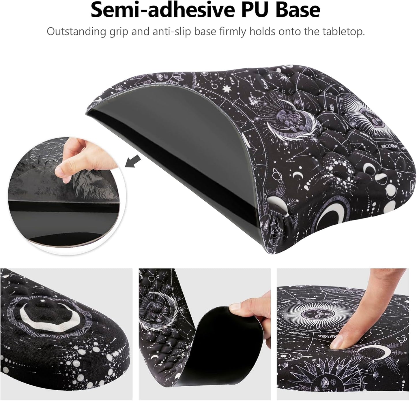 Mouse Pad Wrist Support, 2 in1 Keyboard Wrist Rest+ Ergonomic Mouse Pad, Non-Slip Wrist Rest for Computer Keyboard, Made Easy Typing & Relieve Wrist Pain(Sun Moon)